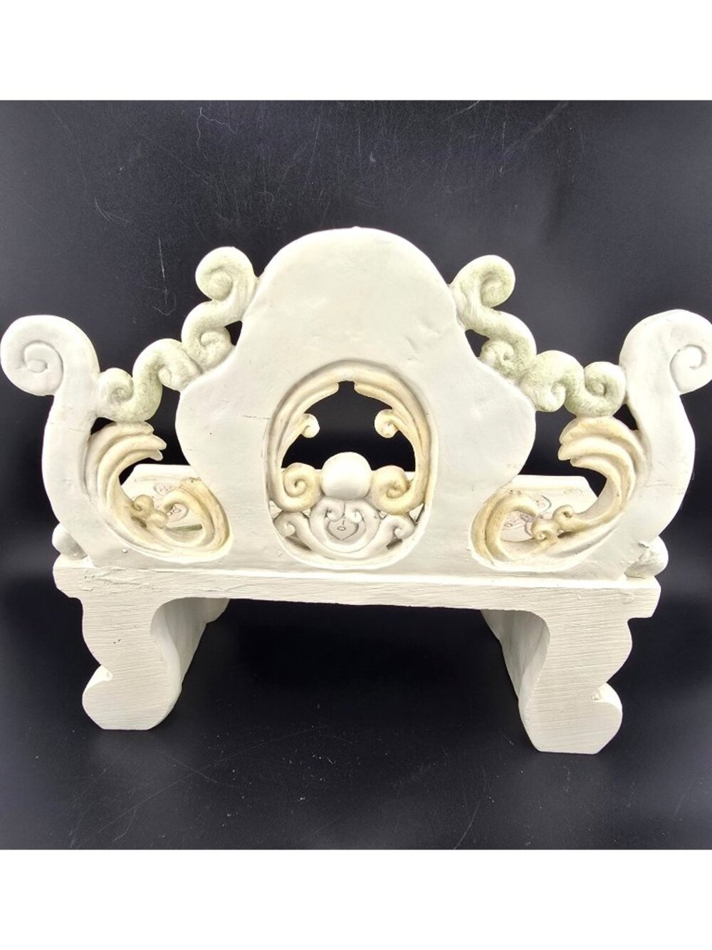 French Filigree Petite Doll Display Bench Hand-Painted - Picture 7 of 14